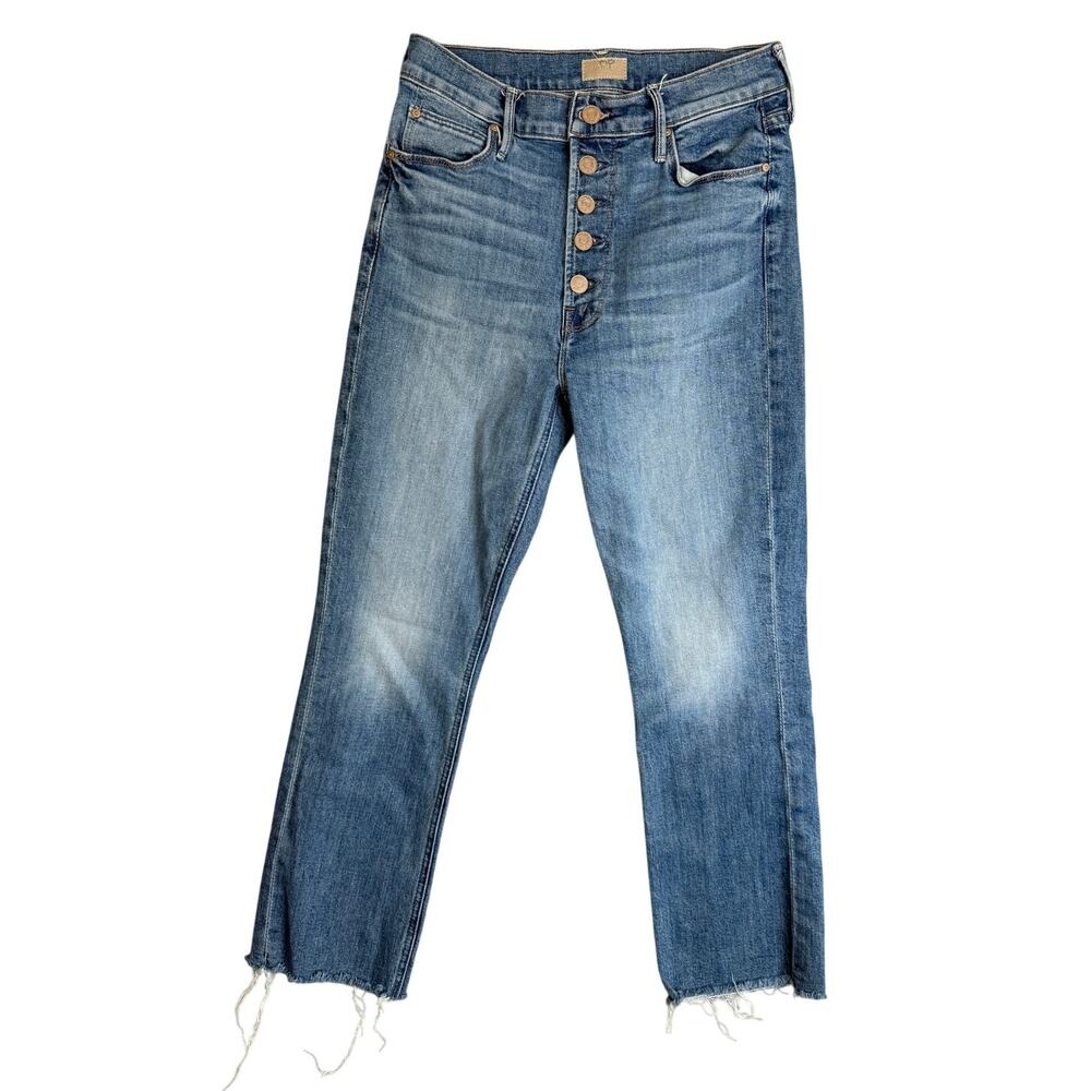 MOTHER Denim Lil Pixie Dazzler Ankle Fray High Rise 28
